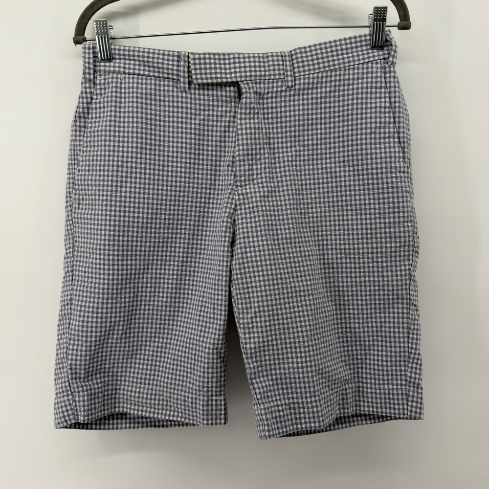 Polo Ralph Lauren Shorts Mens 30 Blue Gingham Check Cotton Chino Flat Front 9.5"